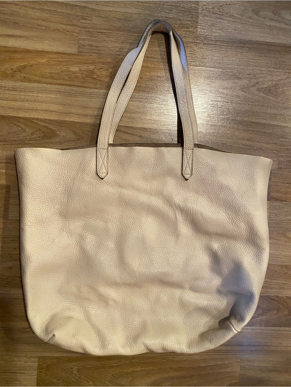 Cuyana Cream Leather Tote Bag